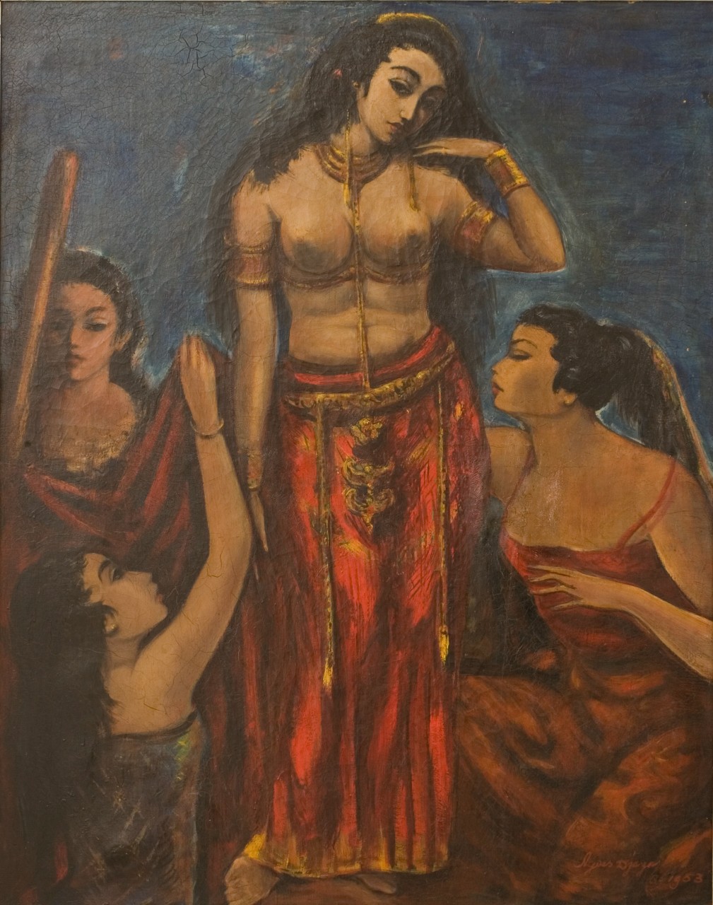 Het toilet vóór de show, schilderij van Agus Djaya
