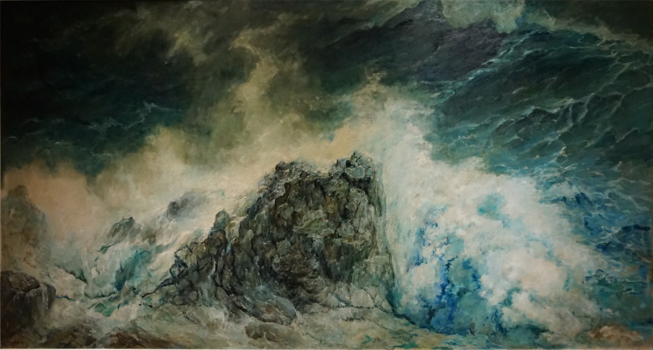 De onwrikbare rots, schilderij van Henk Ngantung