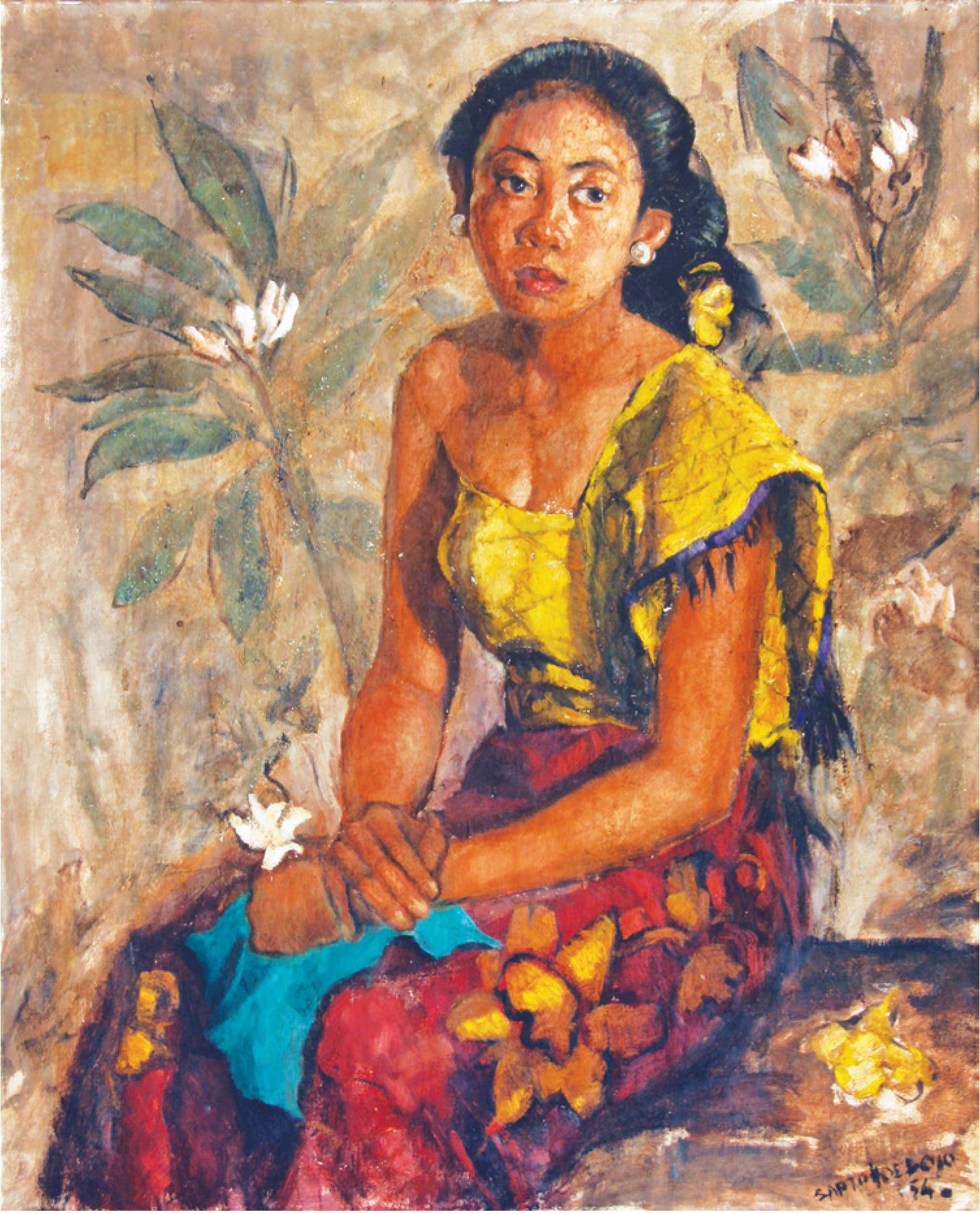 Jong Balinees Meisje, schilderij van Sapto Hoedojo
