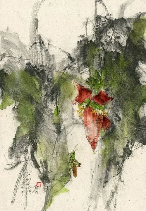 Banana Tree & Grasshopper "