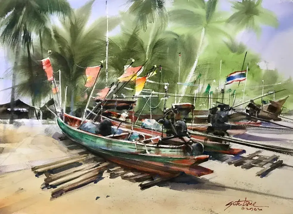 Thai fishing boats in Southern Thailand
